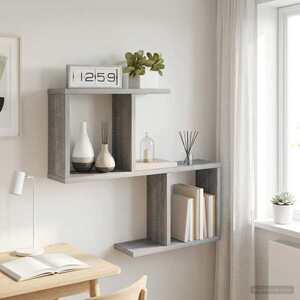 Imagine vidaXL Raft de perete Sonoma gri 60 x 12 x 50, 5 cm Lemn prelucrat