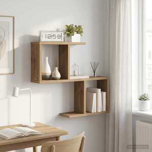 Imagine vidaXL Raft de perete Stejar Artizanal 60 x 12 x 50, 5 cm