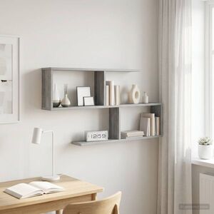 Imagine vidaXL Raft de perete Sonoma gri 100 x 12 x 50, 5 cm Lemn prelucrat