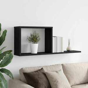 Imagine vidaXL Rafturi suspendate Stejar Negru 80 x 15 x 30 cm Lemn prelucrat