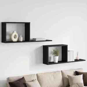 Imagine vidaXL Rafturi suspendate 2 buc. Stejar Negru 80 x 15 x 30 cm