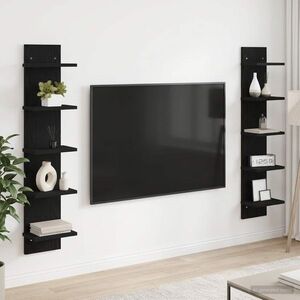 Imagine vidaXL Raft de perete 2 buc. Stejar Negru 22 x 15 x 100 cm