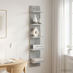 Imagine vidaXL Raft de perete Gri Beton 22 x 15 x 100 cm Lemn prelucrat