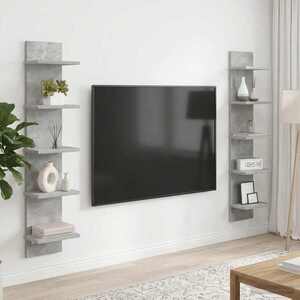 Imagine vidaXL Raft de perete 2 buc. Gri Beton 22 x 15 x 100 cm Lemn prelucrat