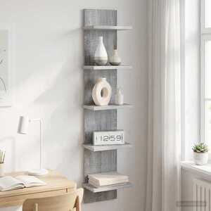 Imagine vidaXL Raft de perete Sonoma gri 22 x 15 x 100 cm Lemn prelucrat