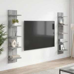 Imagine vidaXL Raft de perete 2 buc. Sonoma gri 22 x 15 x 100 cm