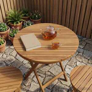 Imagine vidaXL Placă de masă Ø 80 x 3, 5 Rotund Lemn solid de tec natural