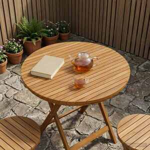 Imagine vidaXL Placă de masă Ø 90 x 3, 5 Rotund Lemn solid de tec natural