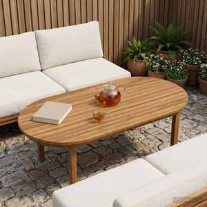 Imagine vidaXL Placă de masă 100 x 50 x 3, 5 cm Oval Lemn solid de tec natural