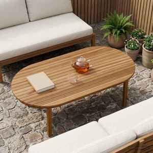 Imagine vidaXL Placă de masă 110 x 55 x 3, 5 cm Oval Lemn solid de tec natural