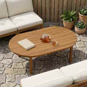 Imagine vidaXL Placă de masă 120 x 70 x 3, 5 cm Oval Lemn solid de tec natural