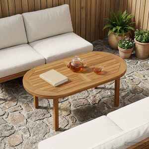 Imagine vidaXL Placă de masă Oval Lemn solid de tec natural