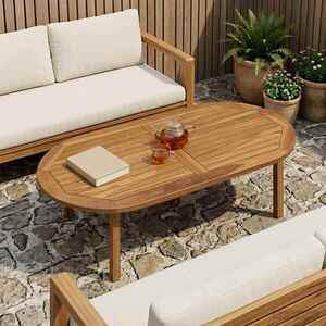 Imagine vidaXL Placă de masă Oval Lemn solid de tec natural