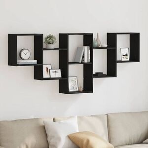Imagine vidaXL Raft de perete, stejar negru, 159x18x66 cm, lemn prelucrat
