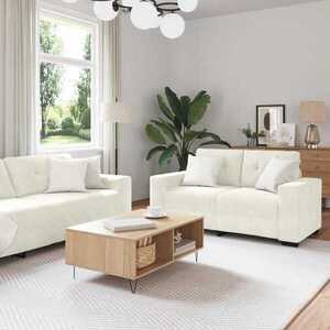 Imagine vidaXL Set de canapea 3 buc. Crem Catifea