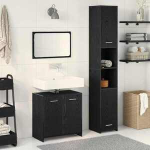 Imagine vidaXL Set de mobilier pentru baie 3 buc. Stejar Negru