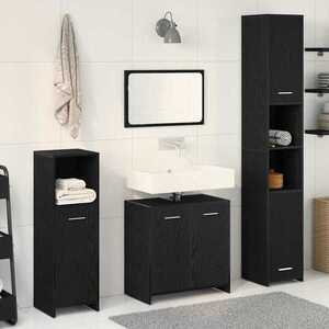 Imagine vidaXL Set de mobilier pentru baie 4 buc. Stejar Negru