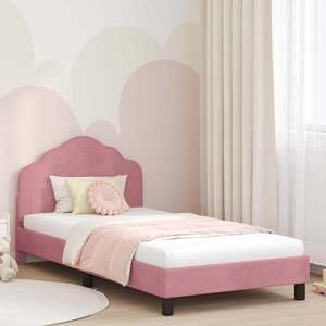 Imagine vidaXL Cadru de pat pentru copii cu spătar Roz 90 x 200 cm Catifea