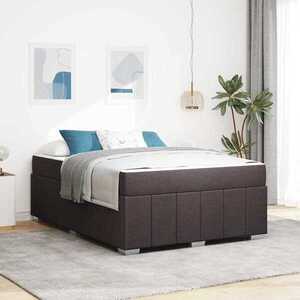Imagine vidaXL Cadru de pat cu saltea Maro închis 160 x 200 cm țesătură