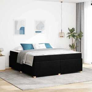 Imagine vidaXL Cadru de pat cu saltea Negru 180 x 200 cm țesătură