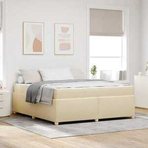 Imagine vidaXL Cadru de pat cu saltea Crem 180 x 200 cm țesătură