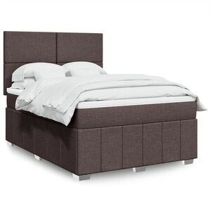 Imagine vidaXL Pat box spring cu saltea, maro închis, 160x200 cm, textil