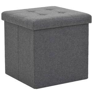 Imagine vidaXL Taburet de depozitare pliabil, gri închis, imitație de pânză