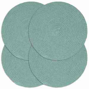 Imagine vidaXL Naproane, 4 buc., verde, 38 cm, bumbac, simplu, rotund