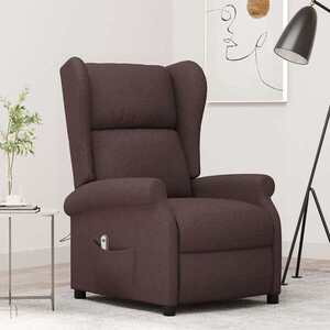 Imagine vidaXL Fotoliu rabatabil electric cu spătar aripi, maro, textil