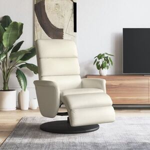 Imagine vidaXL Fotoliu rabatabil cu suport de picioare, crem, piele ecologică