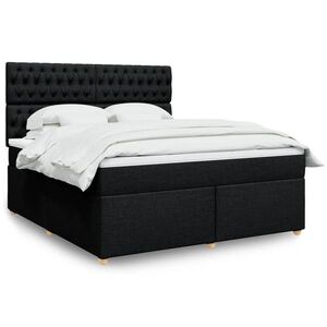 Imagine vidaXL Pat box spring cu saltea, negru, 180x200 cm, catifea