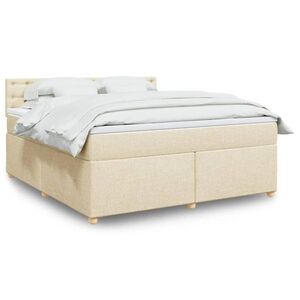 Imagine vidaXL Pat continental cu saltea, crem, 180x200 cm, textil