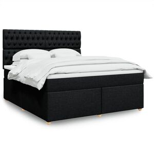 Imagine vidaXL Pat box spring cu saltea, negru, 180x200 cm, catifea