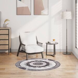 Imagine vidaXL Covor lavabil, negru și gri, φ120 cm, antiderapant