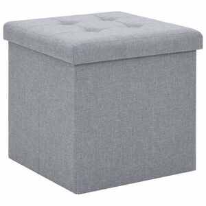 Imagine vidaXL Taburet de depozitare pliabil, gri deschis, textil