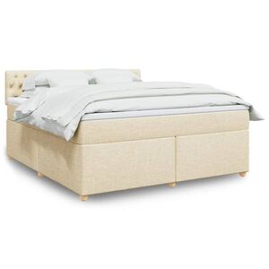 Imagine vidaXL Pat continental cu saltea, crem, 180x200 cm, textil