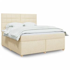 Imagine vidaXL Pat continental cu saltea, crem, 180x200 cm, textil