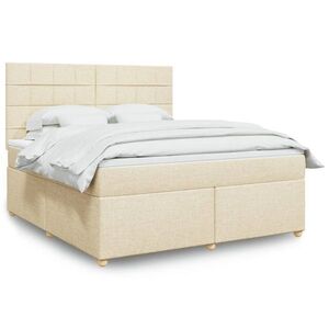 Imagine vidaXL Pat continental cu saltea, crem, 180x200 cm, textil
