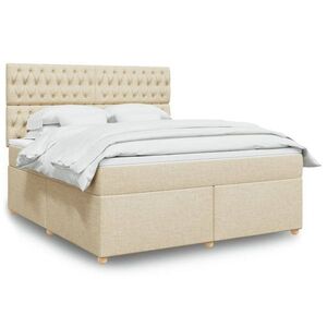Imagine vidaXL Pat continental cu saltea, crem, 180x200 cm, textil