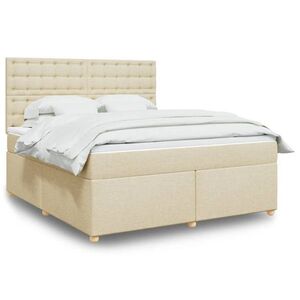 Imagine vidaXL Pat continental cu saltea, crem, 180x200 cm, textil