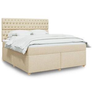 Imagine vidaXL Pat continental cu saltea, crem, 180x200 cm, textil