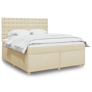 Imagine vidaXL Pat continental cu saltea, crem, 180x200 cm, textil