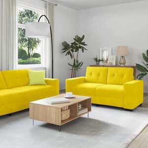 Imagine vidaXL Set de canapea 3 buc. Galben Catifea