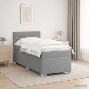 Imagine vidaXL Pat boxspring cu saltea Gri deschis 80 x 200 cm Țesătură