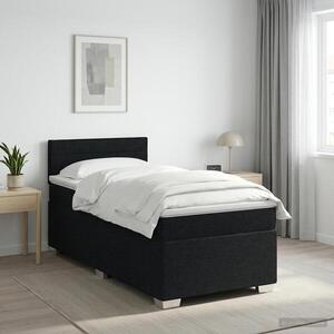 Imagine vidaXL Pat boxspring cu saltea cu headboard Negru 80 x 200 cm Țesătură