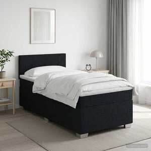 Imagine vidaXL Pat boxspring cu saltea cu headboard Negru 80 x 200 cm Țesătură
