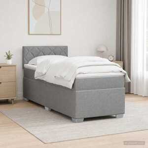 Imagine vidaXL Pat boxspring cu saltea Gri deschis 80 x 200 cm Țesătură