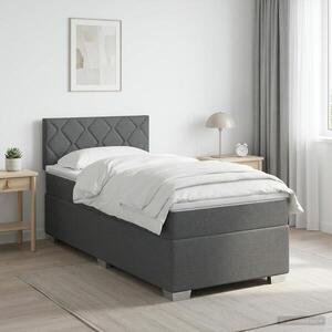 Imagine vidaXL Pat boxspring cu saltea Gri închis 80 x 200 cm Țesătură