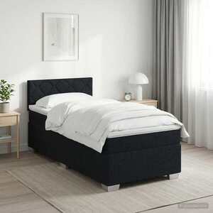 Imagine vidaXL Pat boxspring cu saltea cu headboard Negru 80 x 200 cm Țesătură