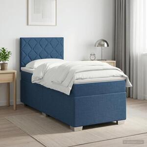 Imagine vidaXL Pat boxspring cu saltea albastru 80 x 200 cm Țesătură
